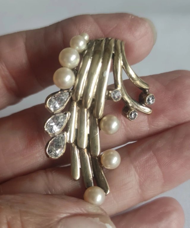 Broche colgante y collar o vintage plata de ley