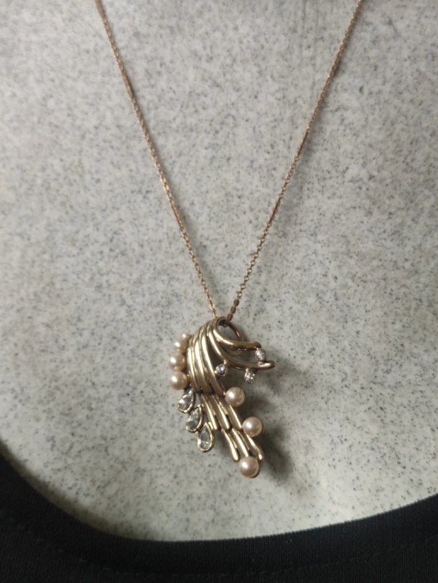 Broche colgante y collar o vintage plata de ley