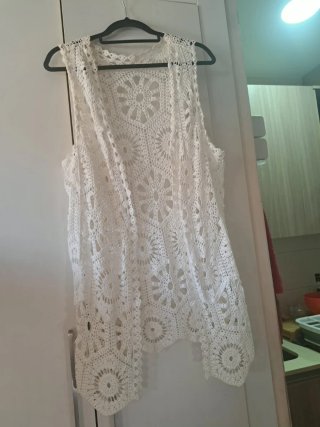 Chaleco Crochet Blanco Talla Única