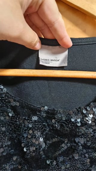 Vestido lentejuelas negro Vero Moda Talla L