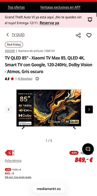 TV QLED 85" - Xiaomi TV Max 85