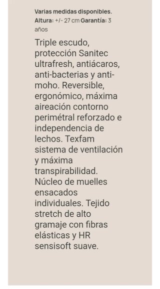 Colchón  ensacado 90x190
