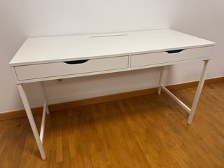 Mesa escritorio blanca con 2 cajones