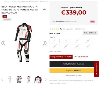 Mono de moto Bela 2 piezas Talla 52