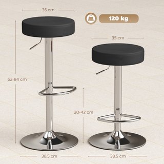 Juego de 2 taburetes de bar modernos y ajustables,