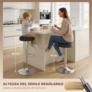 Juego de 2 taburetes de bar modernos y ajustables,