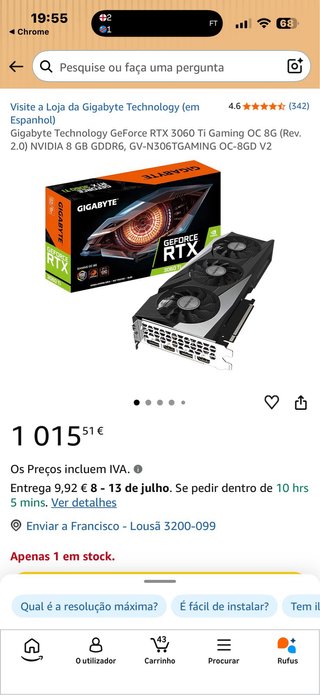 Grafica Gigabyte 3060ti GeForce RTX