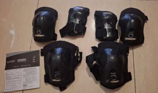 Patines en línea, protecciones y bolsa transporte