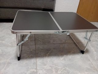 Mini Mesa Camping Plegable Negra y Plata
