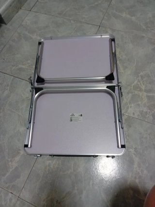 Mini Mesa Camping Plegable Negra y Plata