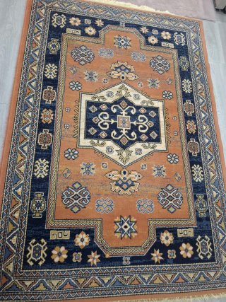 Alfombra naranja y azul Leroy Merlin