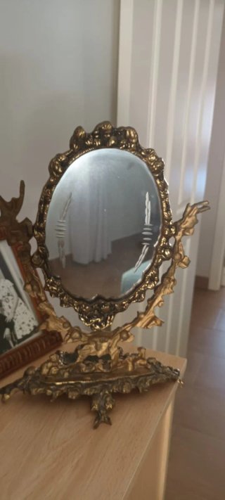 Espejo de sobremesa bronce antiguo