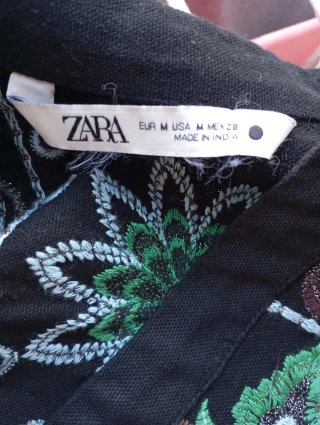 Kimono Zara Étnico Negro y Verde