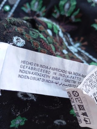 Kimono Zara Étnico Negro y Verde