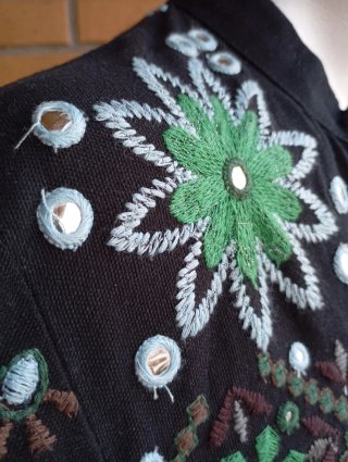 Kimono Zara Étnico Negro y Verde