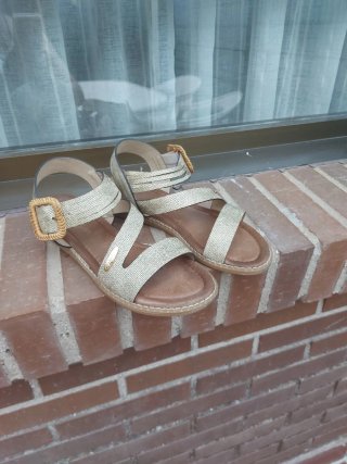 Sandalias doradas con hebilla