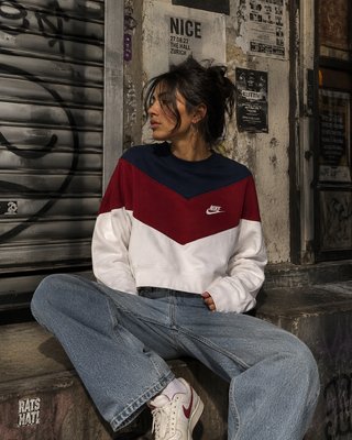 Sudadera Nike Crop Vintage XS Blanca Granate Azul
