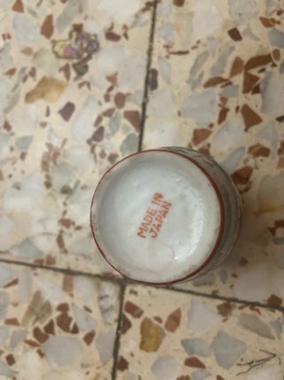 Jarrón chino de cerámica pintado original antiguo