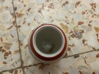 Jarrón chino de cerámica pintado original antiguo