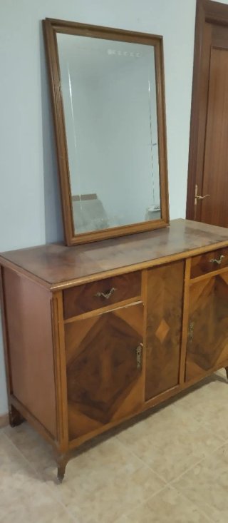 Mueble vintage madera y mármol