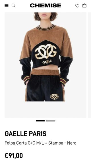 Felpa corta Gaëlle Paris logo oro