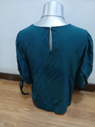 Blusa manga corta talla M color verde azulado
