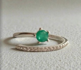 Anillo Esmeralda Natural Colombiana Plata