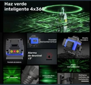 Nivel Láser GZG 360° Verde 16 líneas.