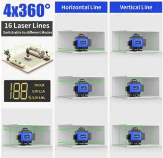 Nivel Láser GZG 360° Verde 16 líneas.