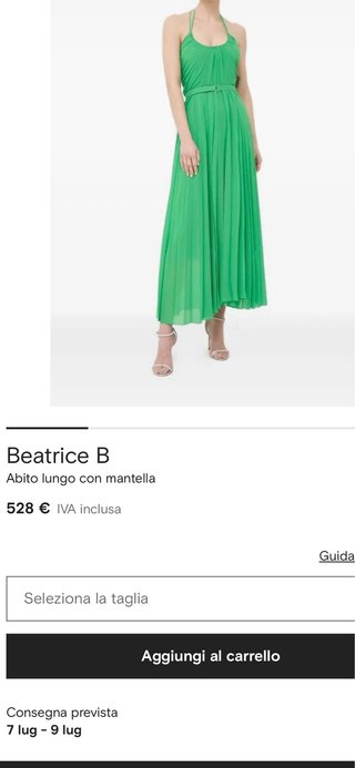 Abito verde lungo con maniche a mantella
