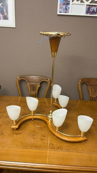 Lámpara de techo madera y latón