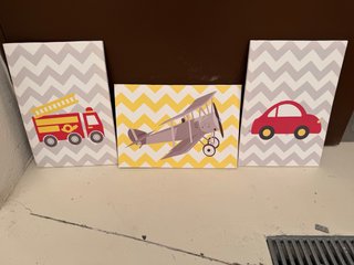 Juego 3 Cuadros Infantiles: Coche, Avión, Camión