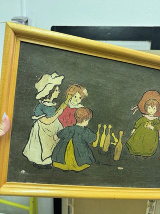 Cuadro infantil niños jugando 70s