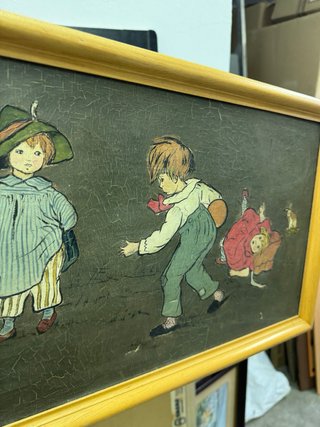 Cuadro infantil niños jugando 70s