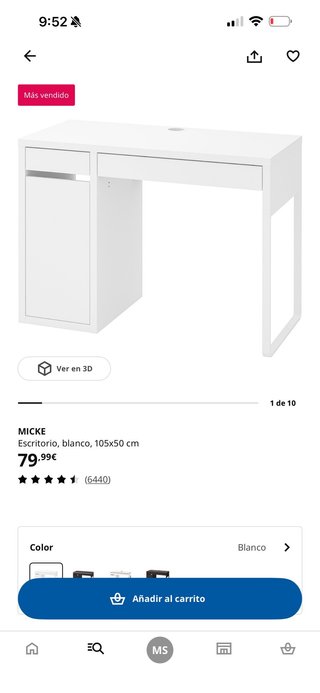 Escritorio Blanco con lampara y silla con rueda