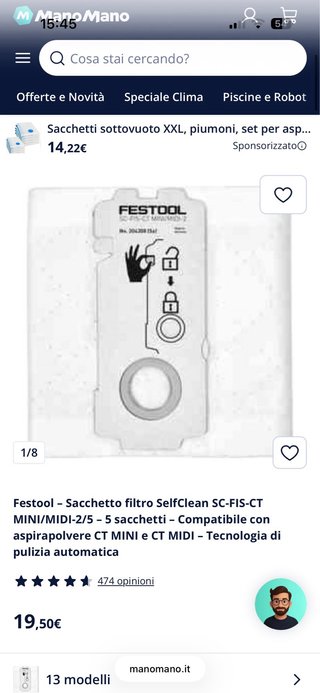 Festool CT 15 E Aspiratore