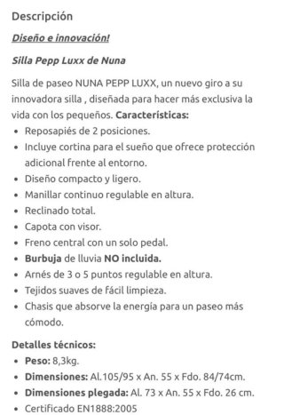 Silla de paseo Nuna Pepp Lux