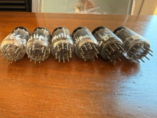 6 Vintage ECC82 12AU7 Long gray ribbed plate Tubes