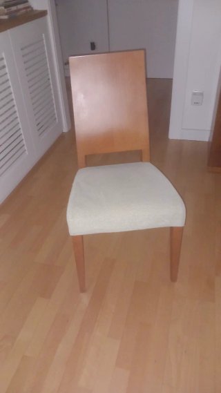 4 sillas de comedor acabado cerezo, tapizadas