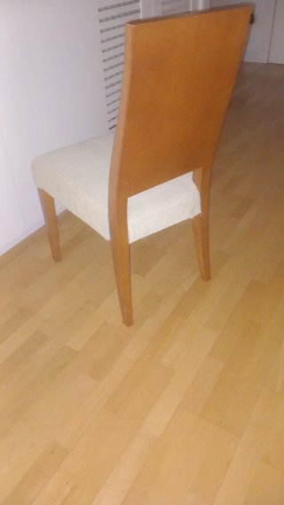 4 sillas de comedor acabado cerezo, tapizadas