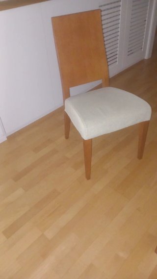 4 sillas de comedor acabado cerezo, tapizadas