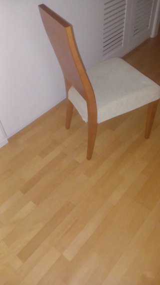 4 sillas de comedor acabado cerezo, tapizadas