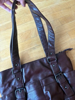 Bolso Cuero Vintage Marrón Años 80