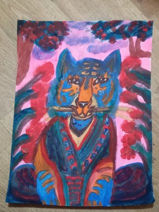 Pintura acrílica original de tigre