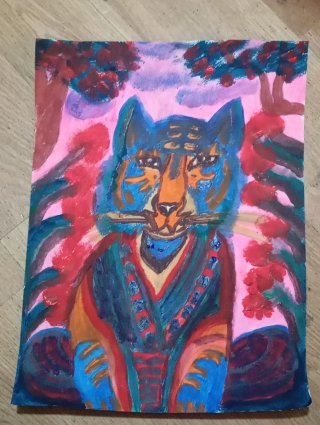 Pintura acrílica original de tigre