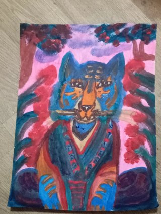 Pintura acrílica original de tigre