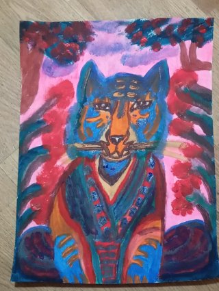 Pintura acrílica original de tigre