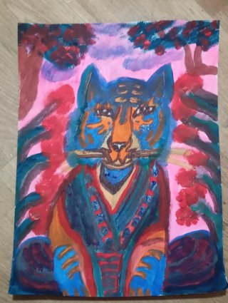 Pintura acrílica original de tigre