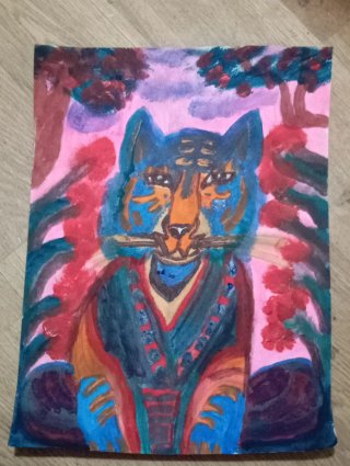 Pintura acrílica original de tigre