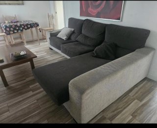 Sofá Chaiselongue Gris y Beige